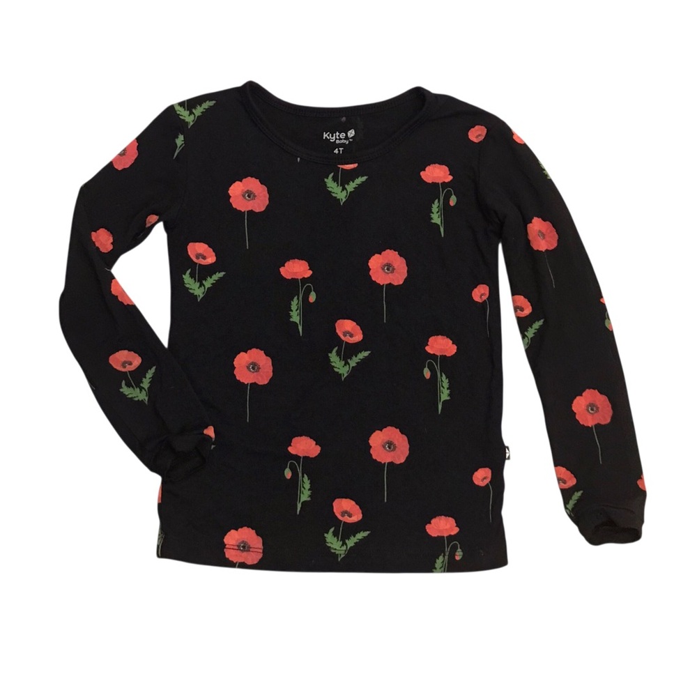 🆕 Kyte Bamboo Black Poppy Flower Top